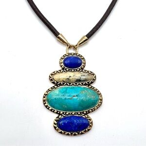 Studio Barse Turquoise, Lapis, and African Opal Southwestern Style Necklace